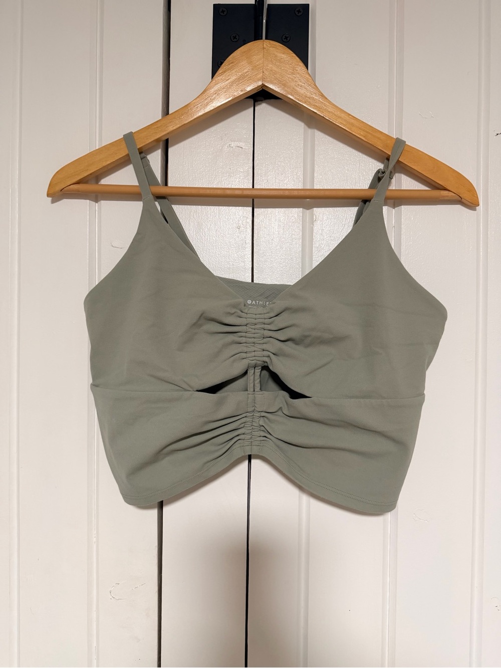 Athleta Sage Green Ruched Cropped Tank Top